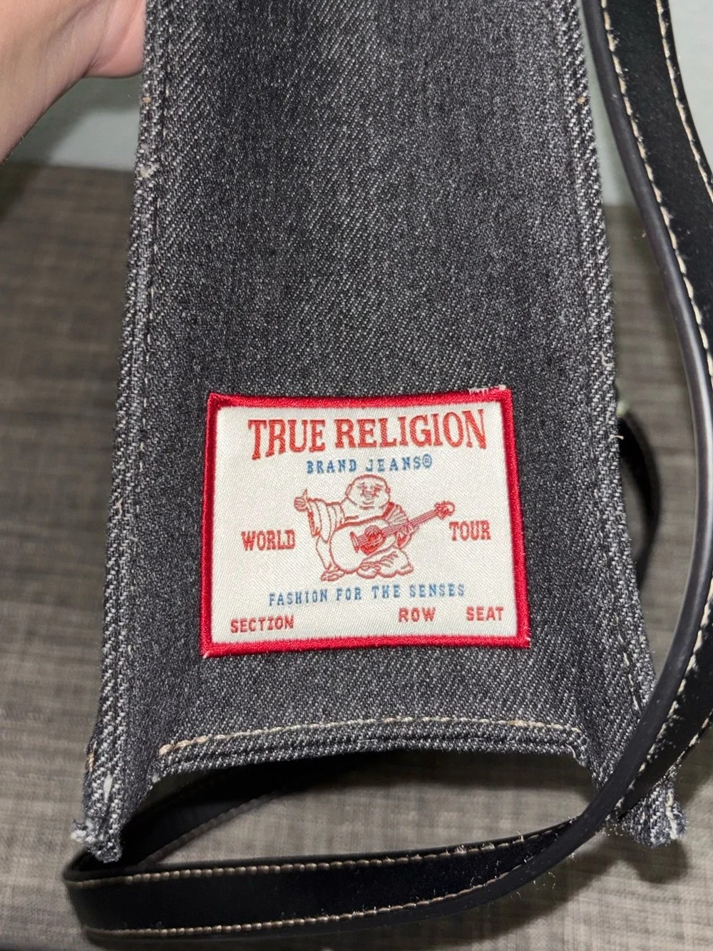 True Religion Black Quilted Tote with Strap